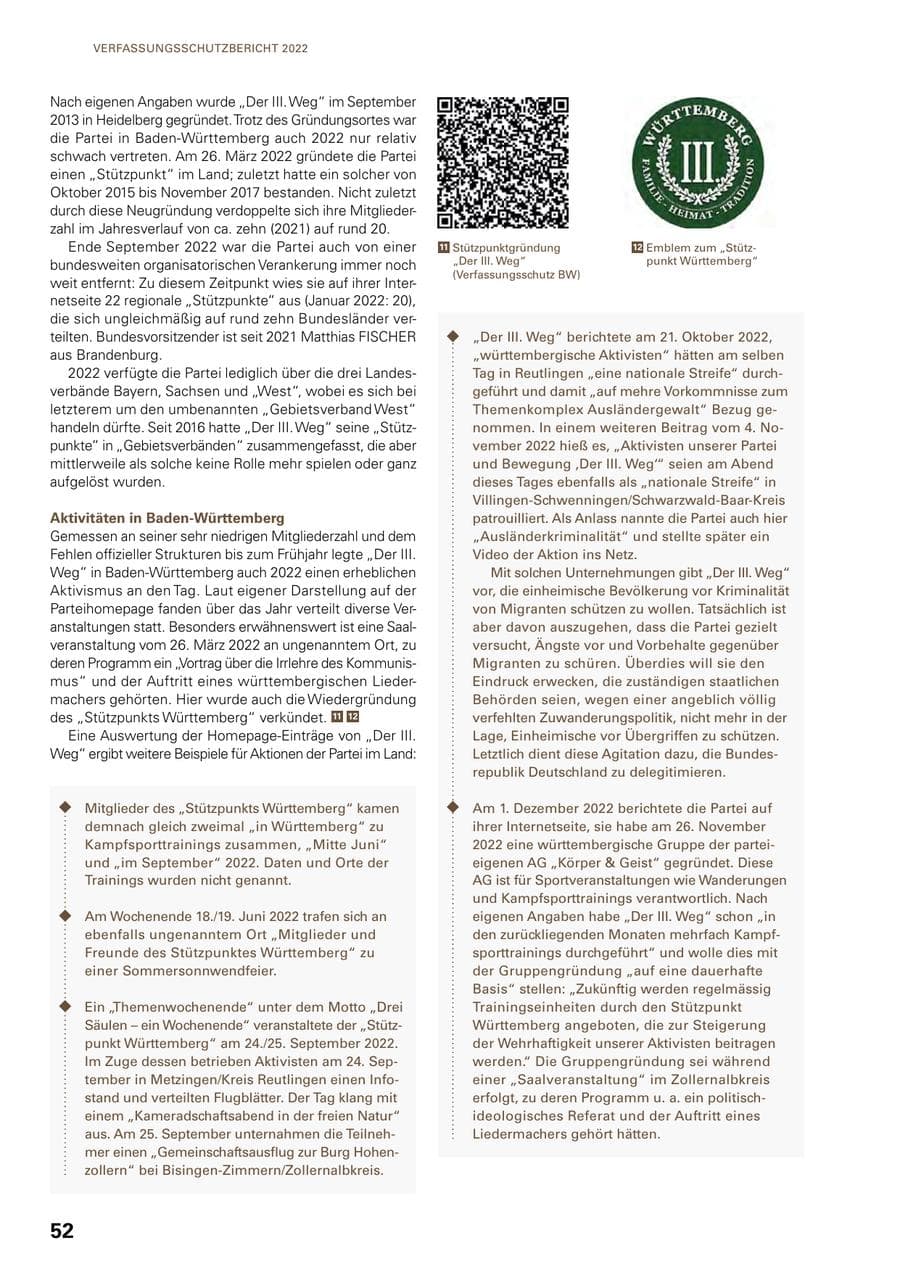 Seite 50 des Verfassungsschutzbericht 2022 Baden-Württemberg