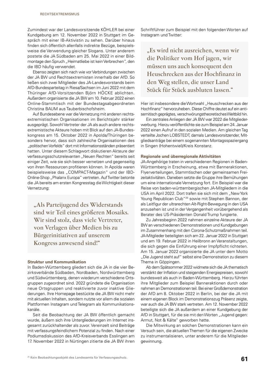Seite 59 des Verfassungsschutzbericht 2022 Baden-Württemberg