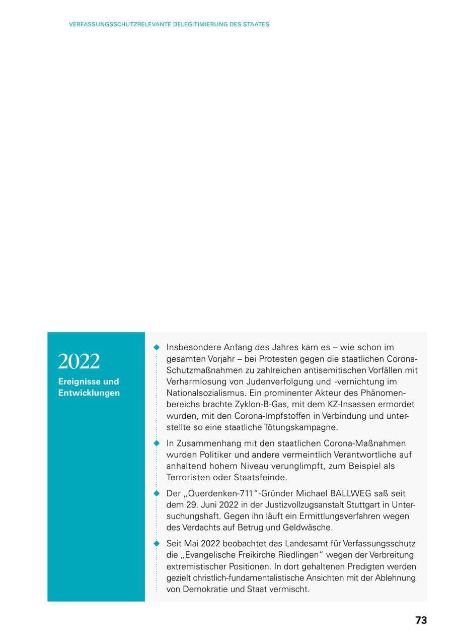 Seite 71 des Verfassungsschutzbericht 2022 Baden-Württemberg