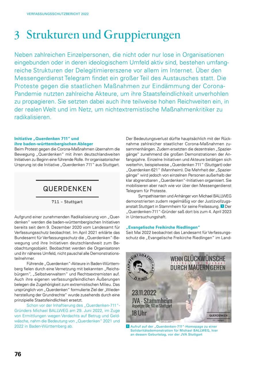 Seite 74 des Verfassungsschutzbericht 2022 Baden-Württemberg