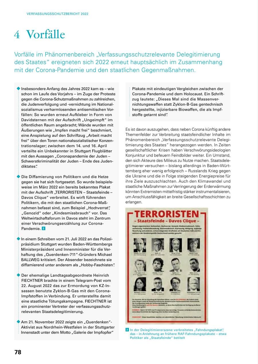 Seite 76 des Verfassungsschutzbericht 2022 Baden-Württemberg