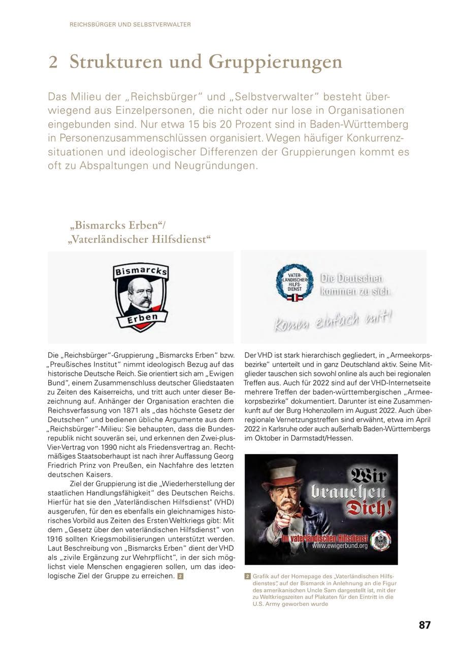 Seite 85 des Verfassungsschutzbericht 2022 Baden-Württemberg