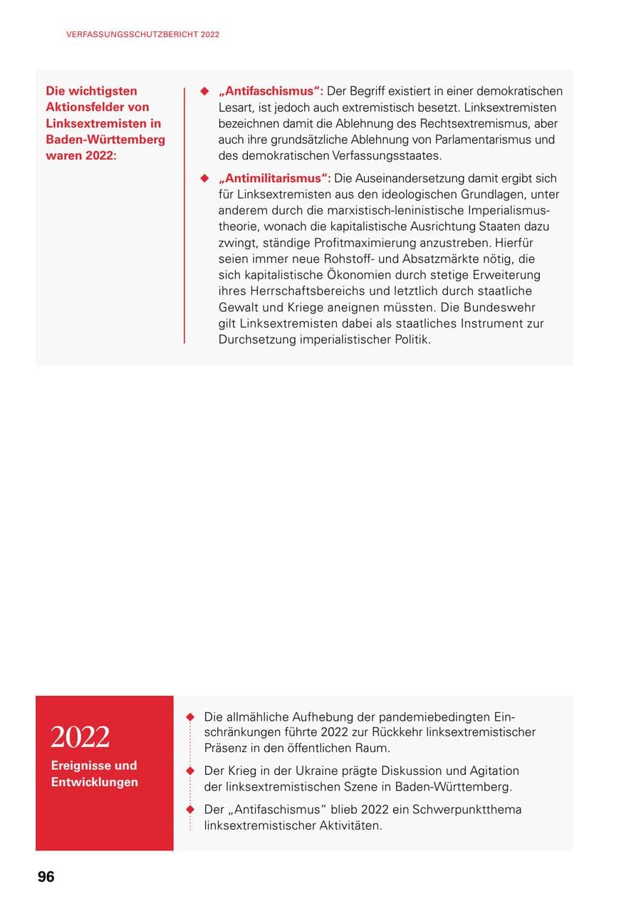 Seite 94 des Verfassungsschutzbericht 2022 Baden-Württemberg