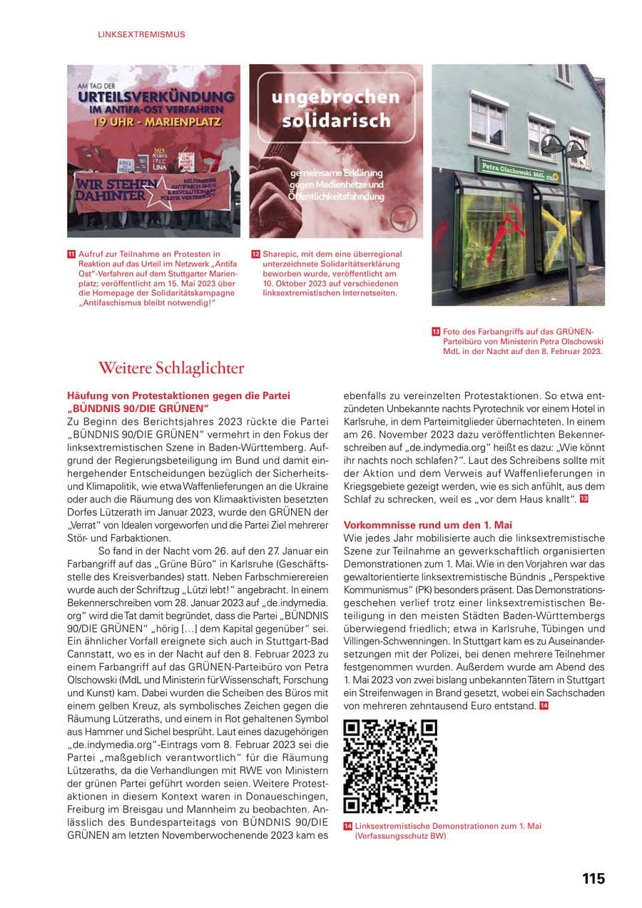 Seite 113 des Verfassungsschutzbericht 2023 Baden-Württemberg