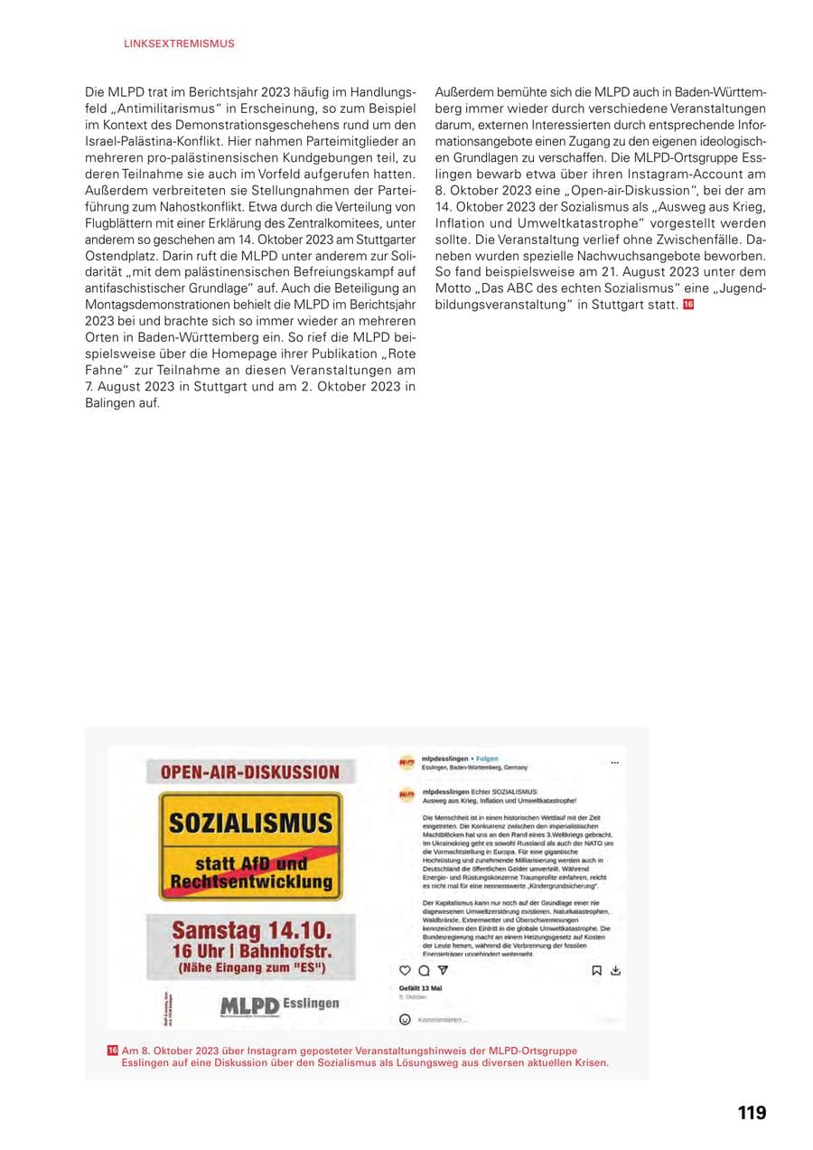 Seite 117 des Verfassungsschutzbericht 2023 Baden-Württemberg