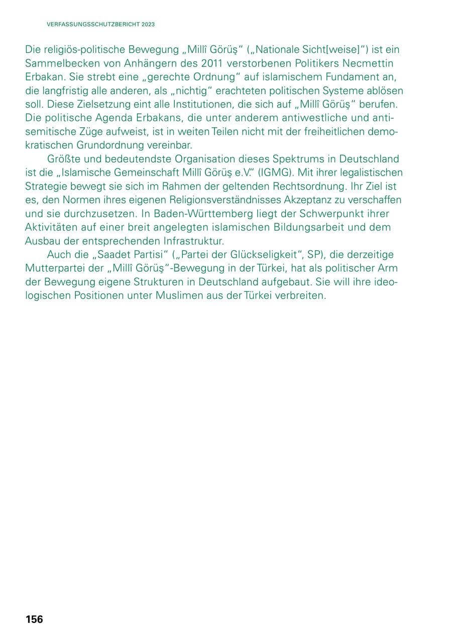 Seite 154 des Verfassungsschutzbericht 2023 Baden-Württemberg
