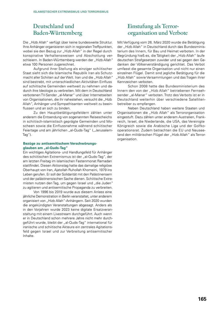 Seite 163 des Verfassungsschutzbericht 2023 Baden-Württemberg