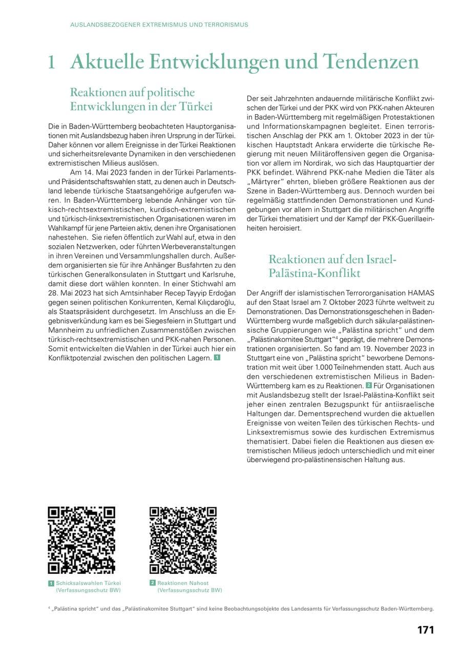 Seite 169 des Verfassungsschutzbericht 2023 Baden-Württemberg