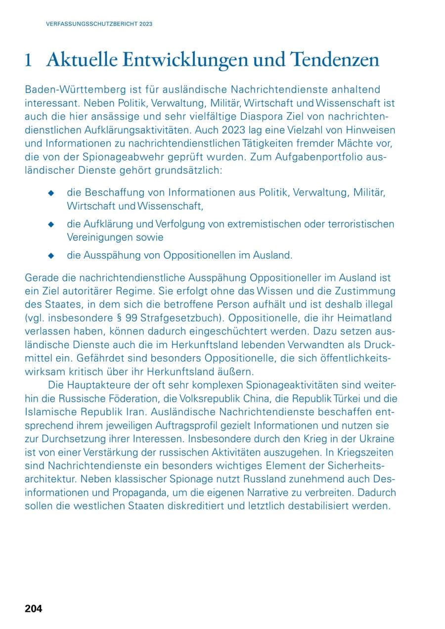 Seite 202 des Verfassungsschutzbericht 2023 Baden-Württemberg
