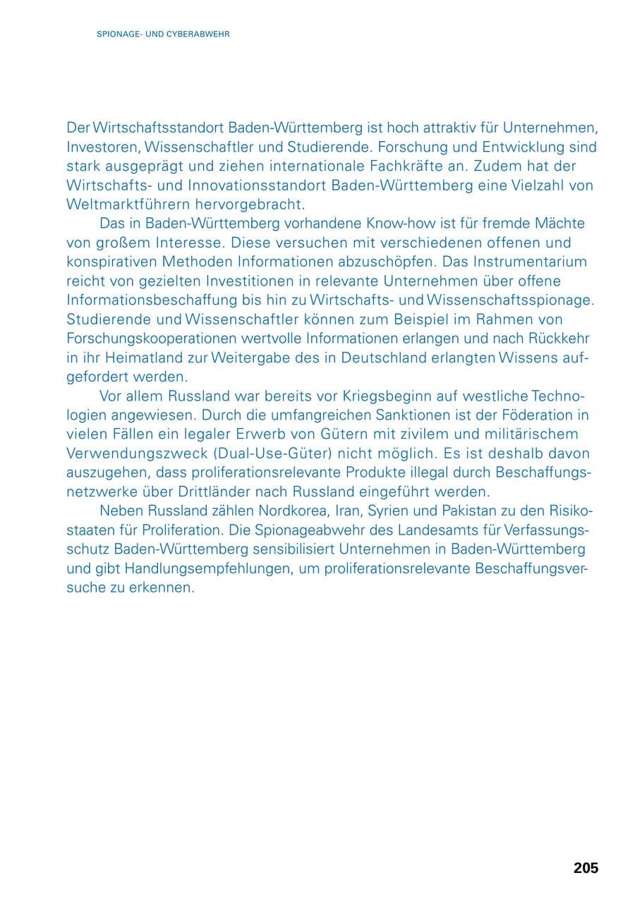 Seite 203 des Verfassungsschutzbericht 2023 Baden-Württemberg