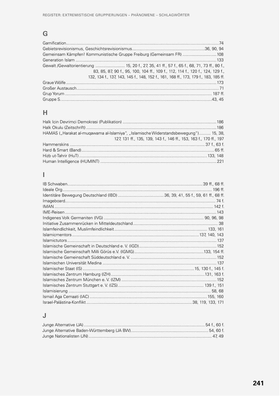 Seite 239 des Verfassungsschutzbericht 2023 Baden-Württemberg