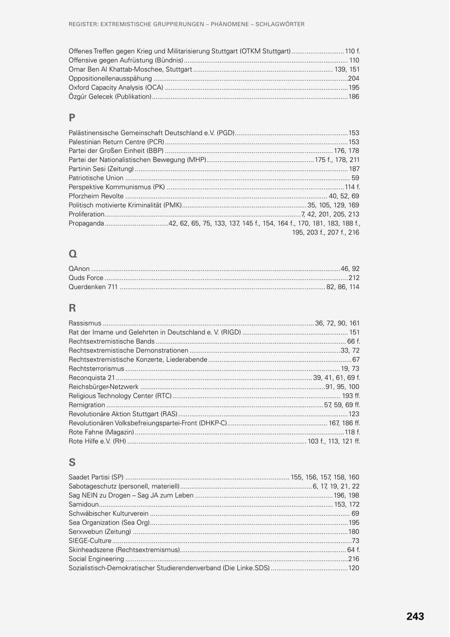 Seite 241 des Verfassungsschutzbericht 2023 Baden-Württemberg