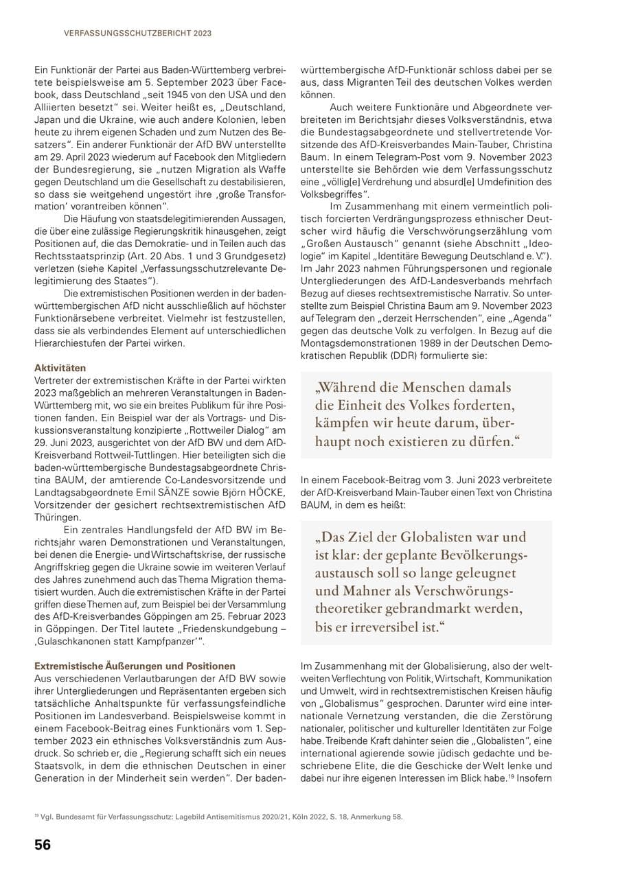 Seite 54 des Verfassungsschutzbericht 2023 Baden-Württemberg