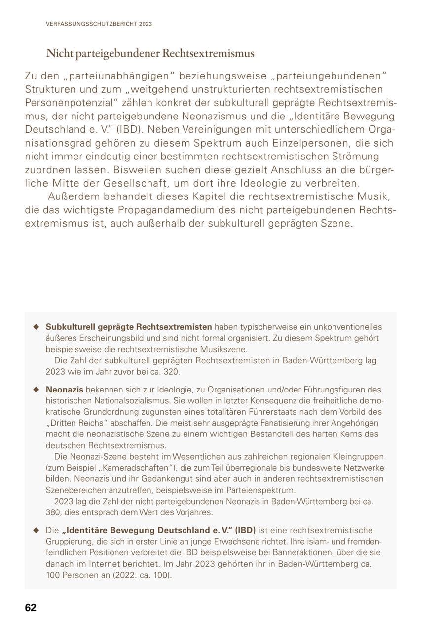 Seite 60 des Verfassungsschutzbericht 2023 Baden-Württemberg