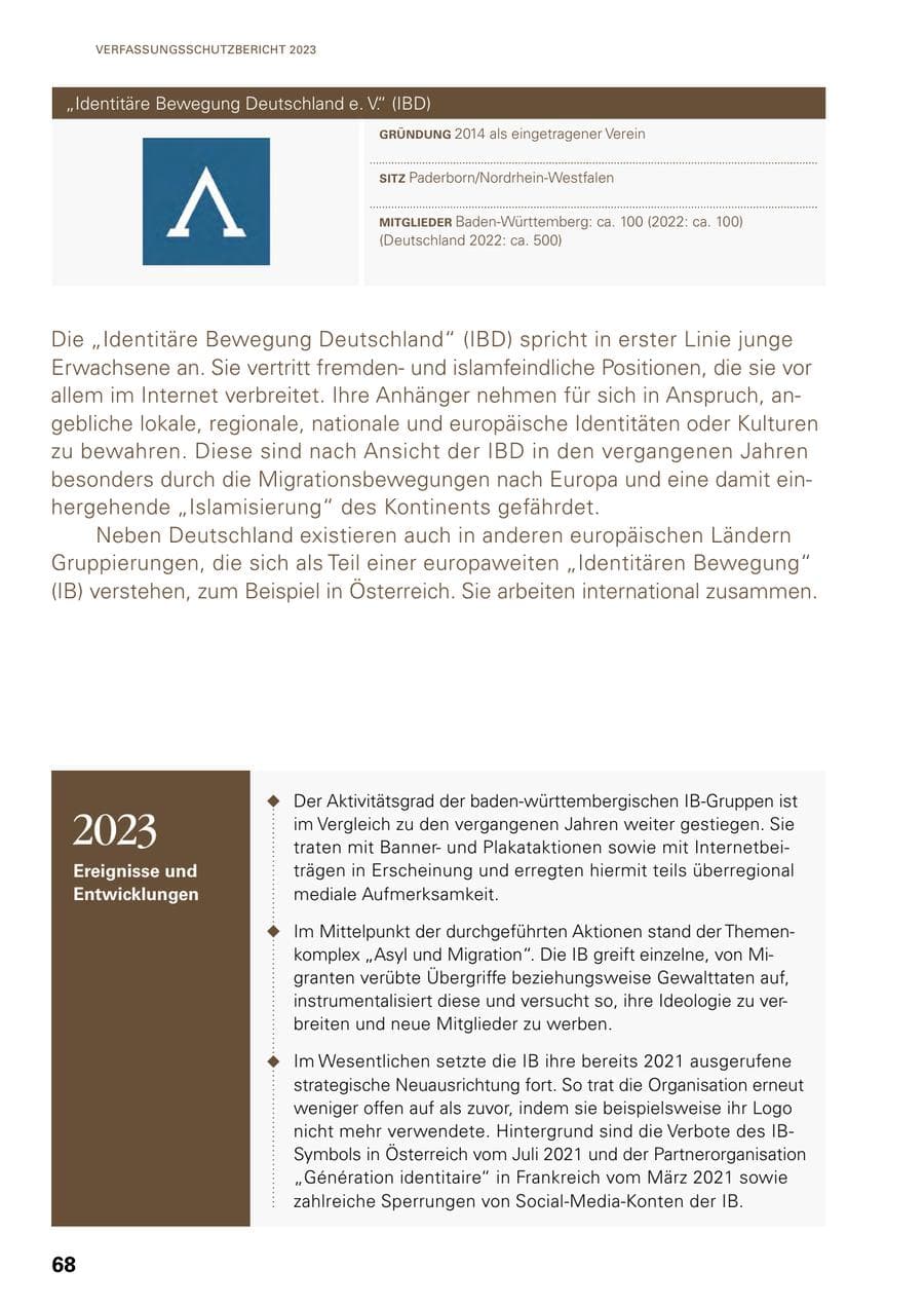 Seite 66 des Verfassungsschutzbericht 2023 Baden-Württemberg
