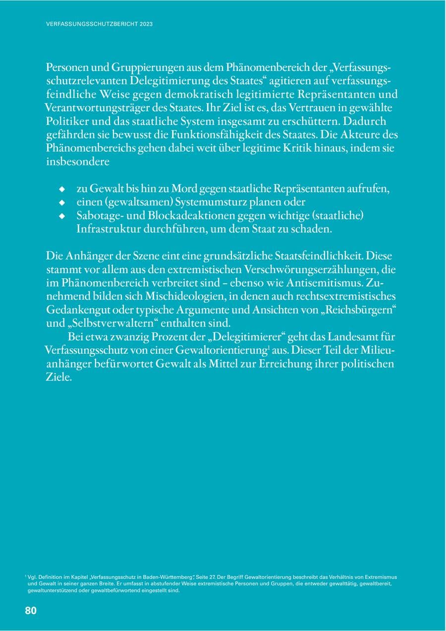 Seite 78 des Verfassungsschutzbericht 2023 Baden-Württemberg