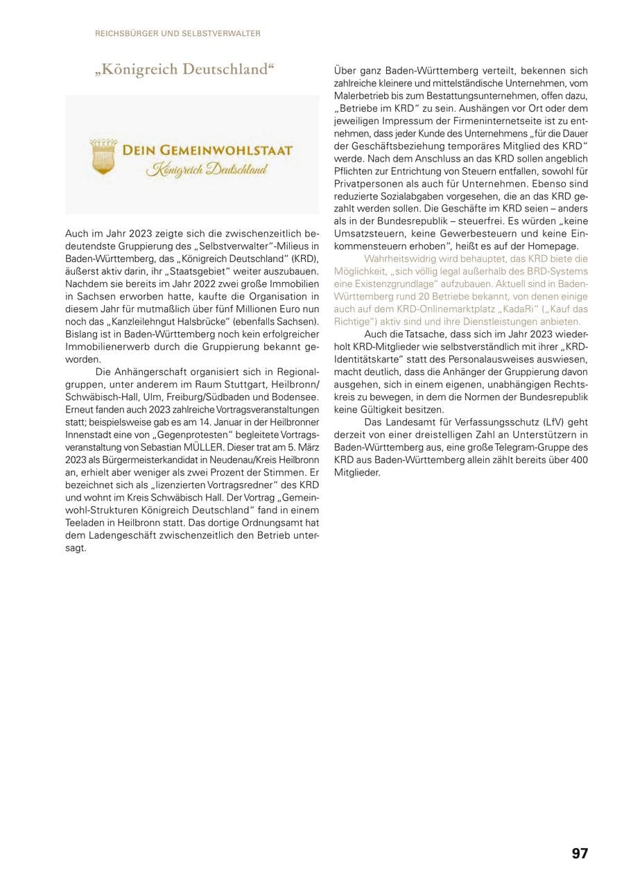 Seite 95 des Verfassungsschutzbericht 2023 Baden-Württemberg