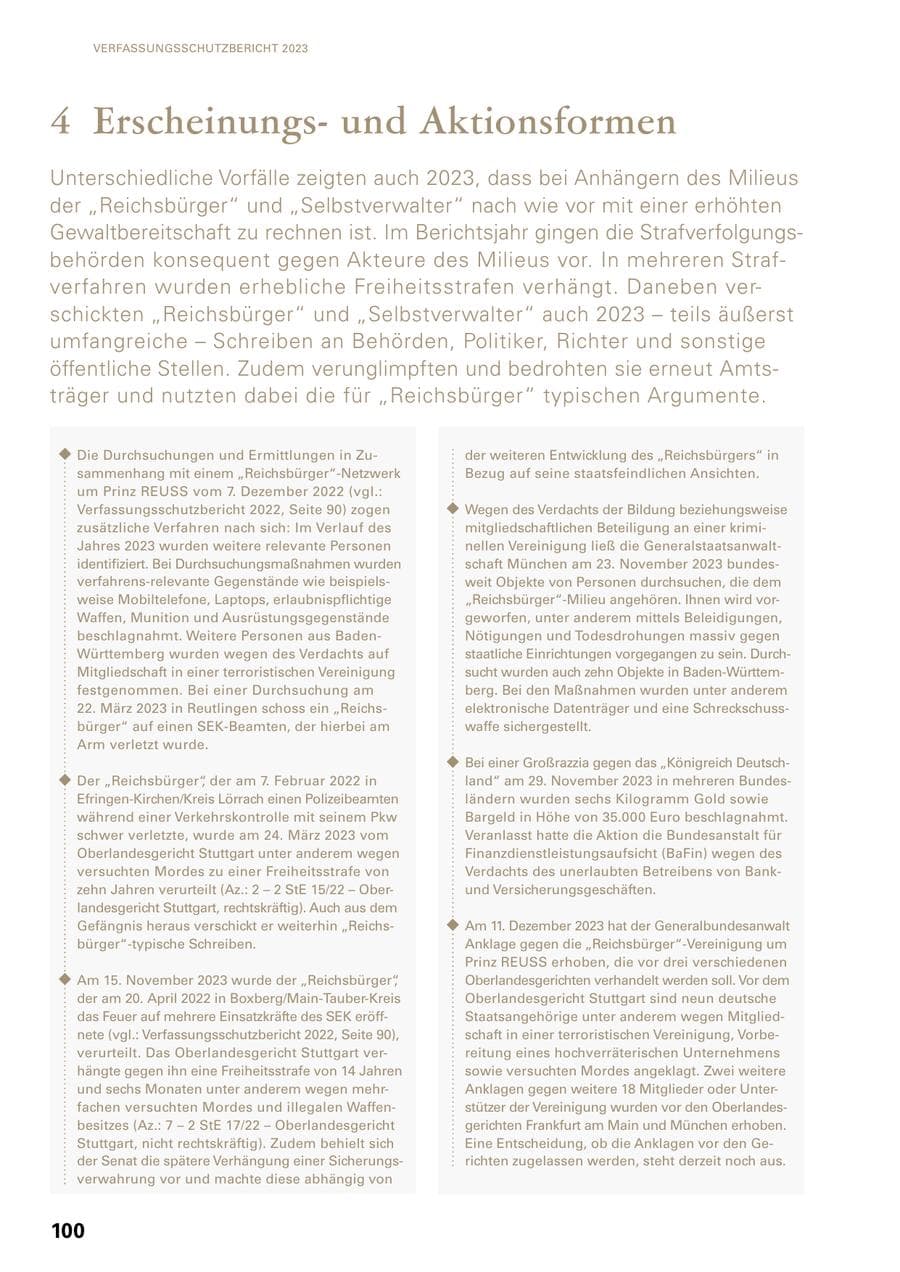 Seite 98 des Verfassungsschutzbericht 2023 Baden-Württemberg