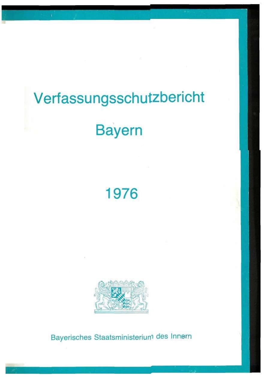 Seite 1 des Verfassungsschutzbericht 1976 Bayern