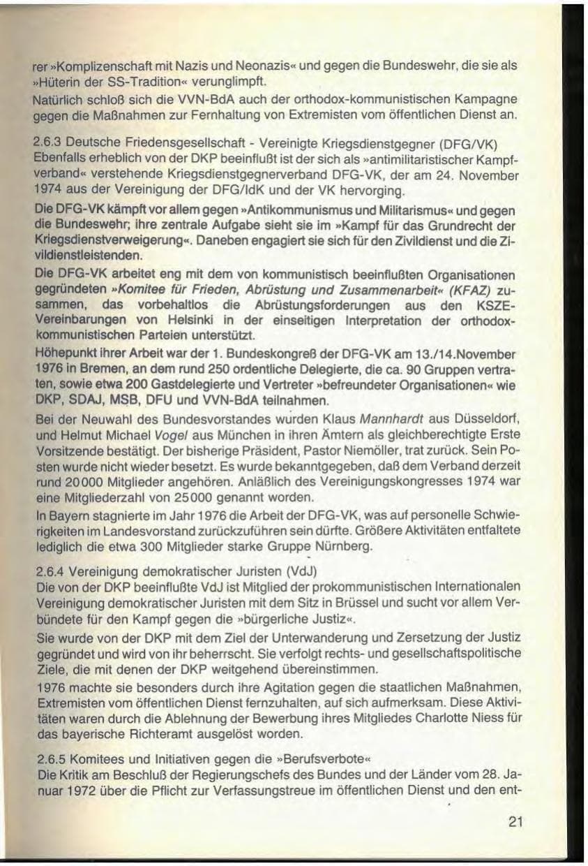 Seite 23 des Verfassungsschutzbericht 1976 Bayern