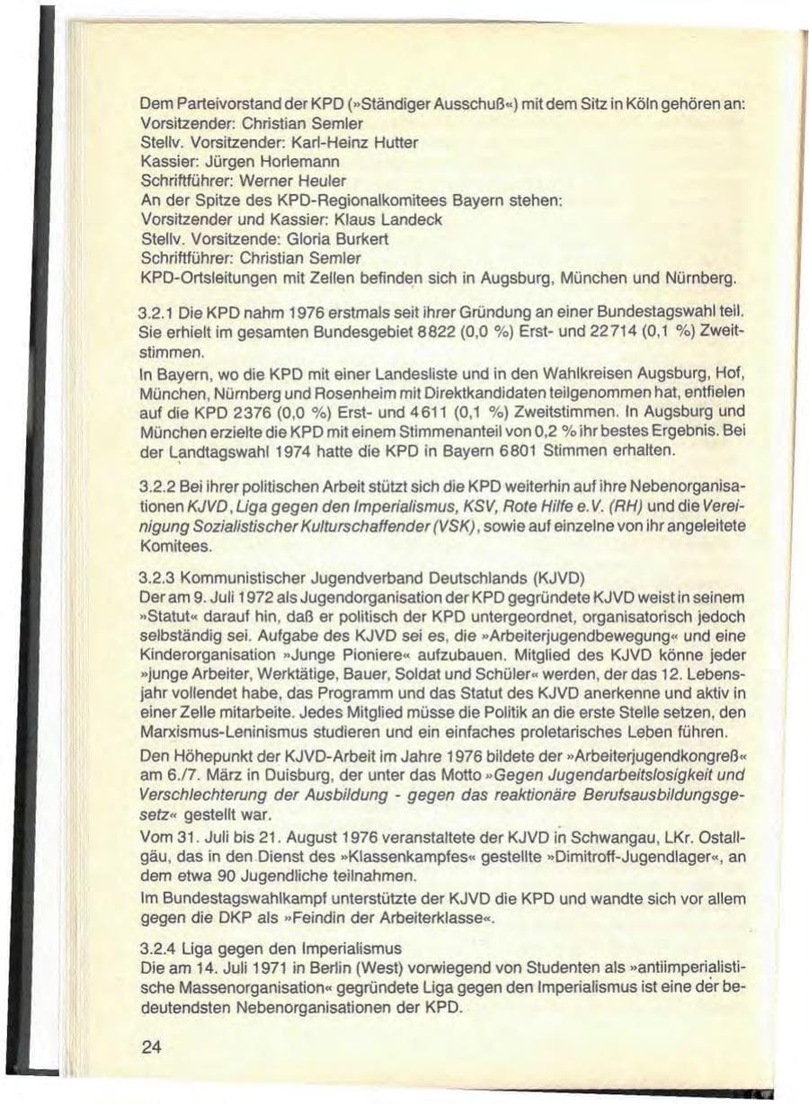 Seite 28 des Verfassungsschutzbericht 1976 Bayern