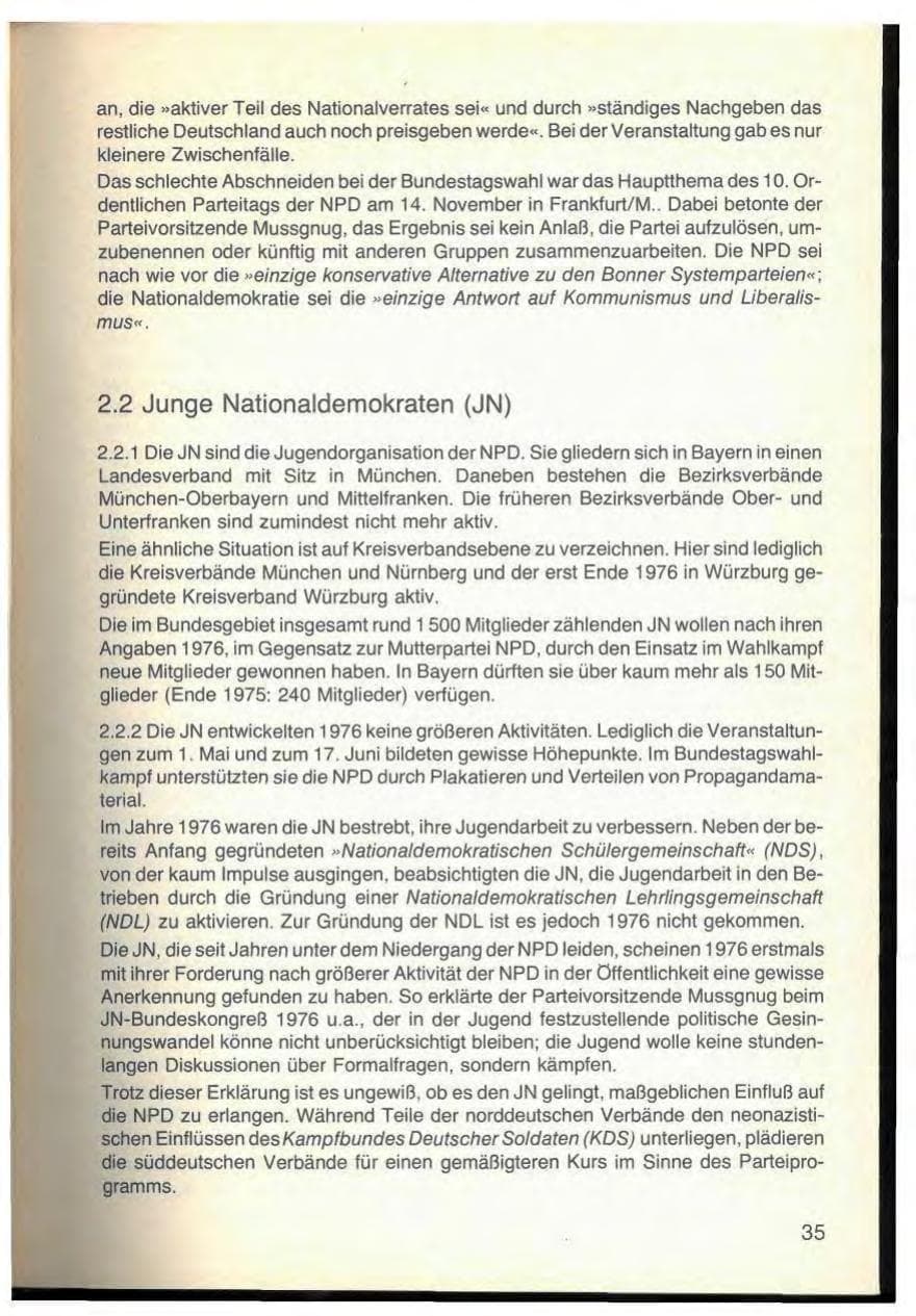 Seite 39 des Verfassungsschutzbericht 1976 Bayern