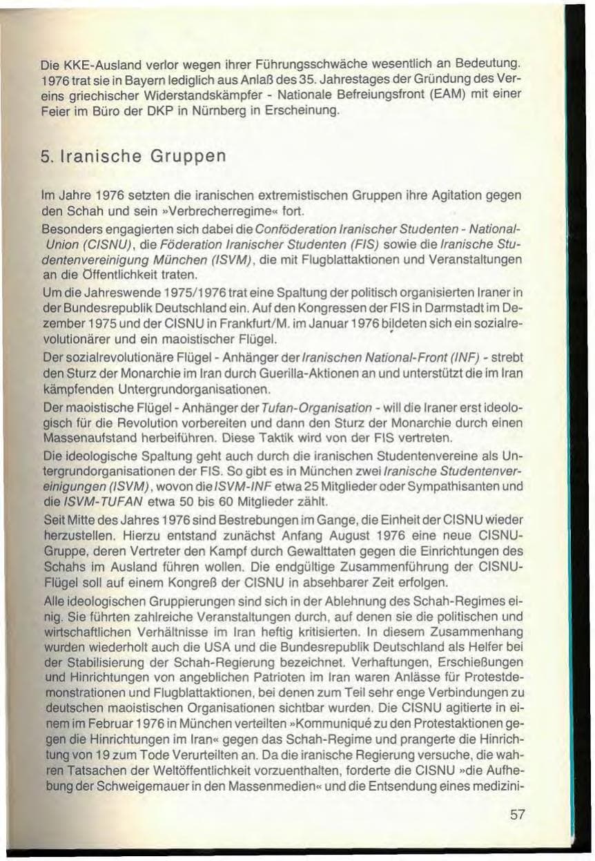 Seite 61 des Verfassungsschutzbericht 1976 Bayern