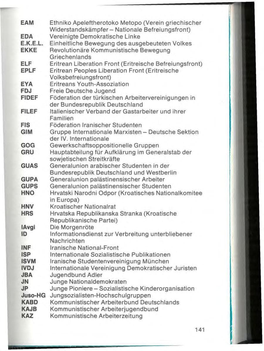 Seite 143 des Verfassungsschutzbericht 1977 Bayern