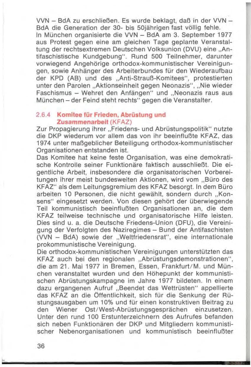 Seite 38 des Verfassungsschutzbericht 1977 Bayern