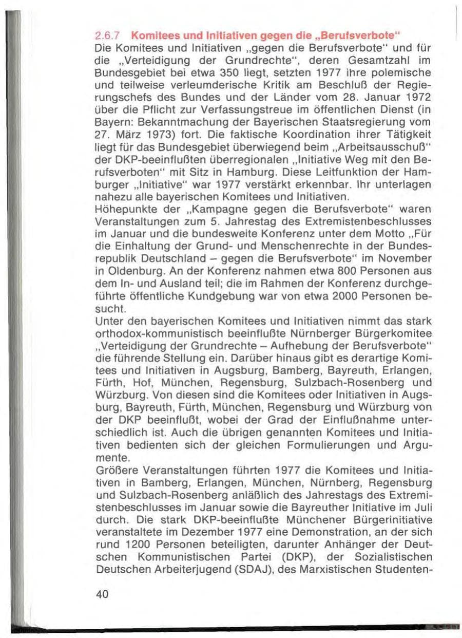 Seite 42 des Verfassungsschutzbericht 1977 Bayern