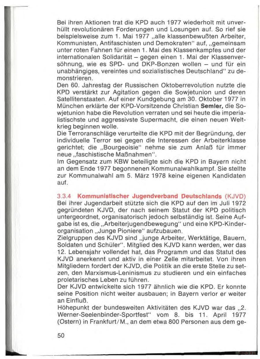 Seite 52 des Verfassungsschutzbericht 1977 Bayern