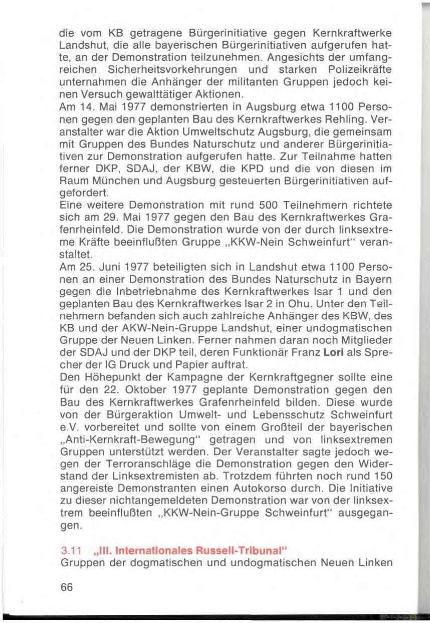 Seite 68 des Verfassungsschutzbericht 1977 Bayern