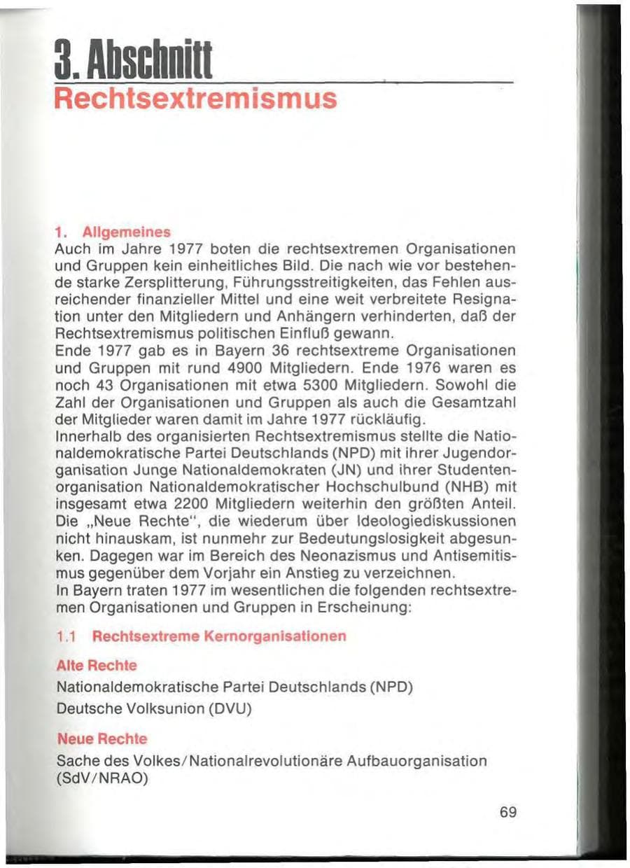 Seite 71 des Verfassungsschutzbericht 1977 Bayern