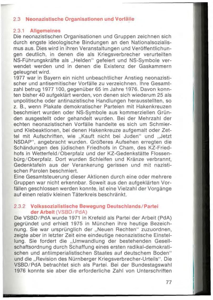 Seite 79 des Verfassungsschutzbericht 1977 Bayern