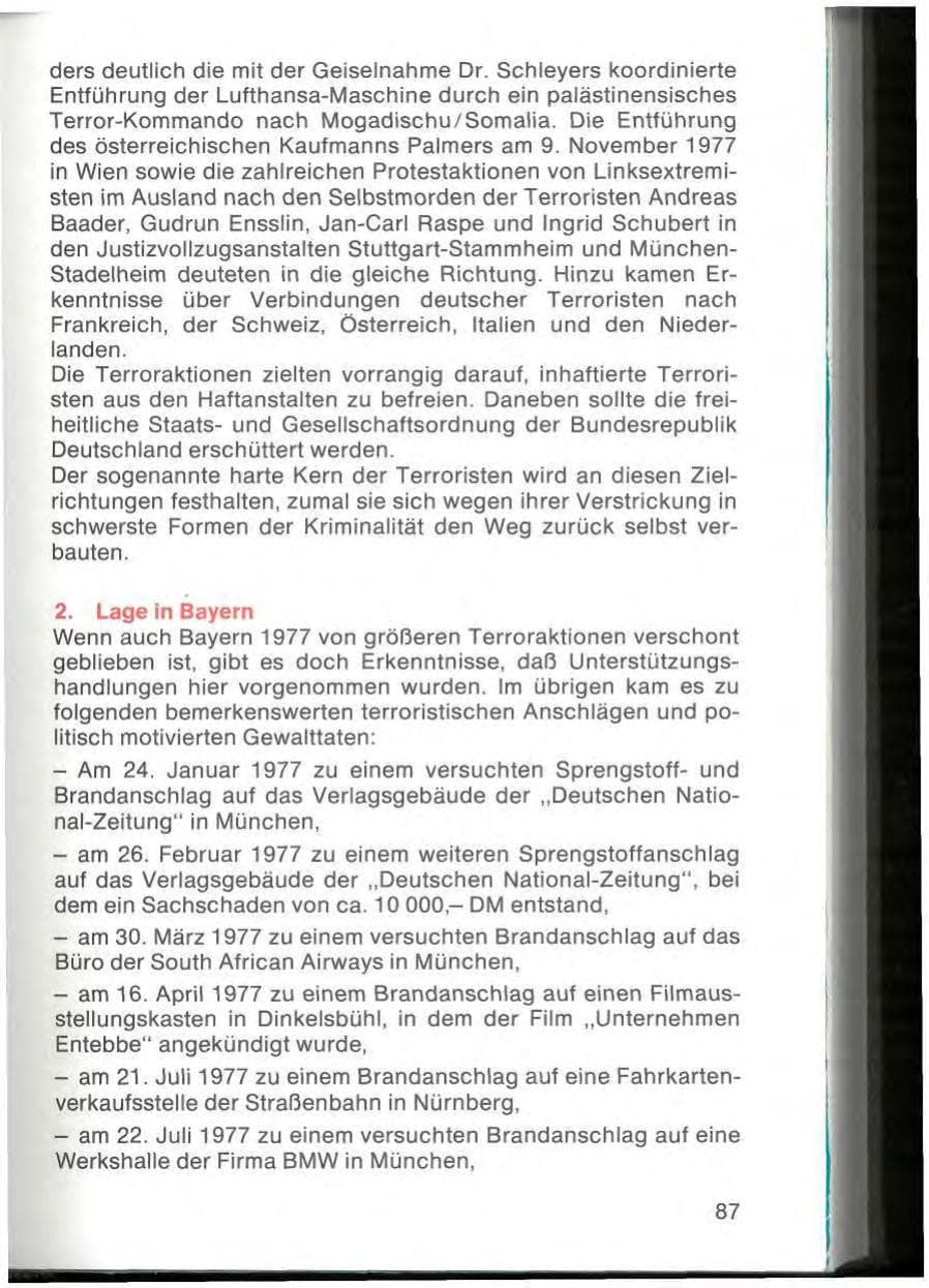 Seite 89 des Verfassungsschutzbericht 1977 Bayern