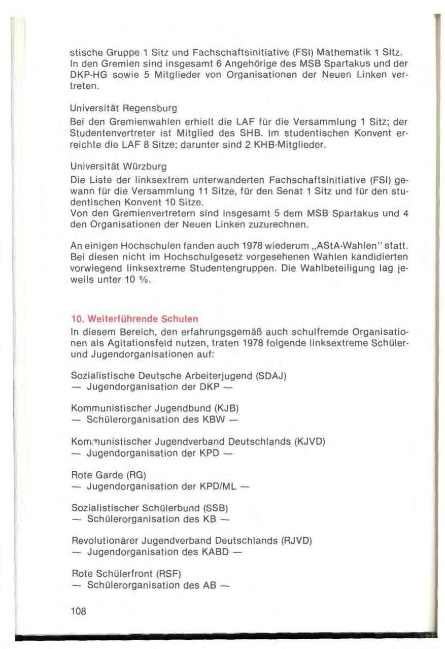 Seite 110 des Verfassungsschutzbericht 1978 Bayern