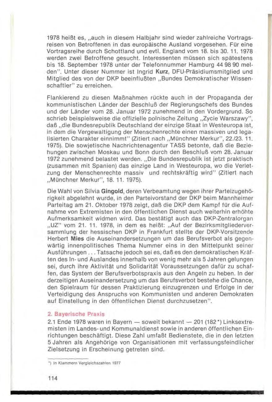 Seite 116 des Verfassungsschutzbericht 1978 Bayern