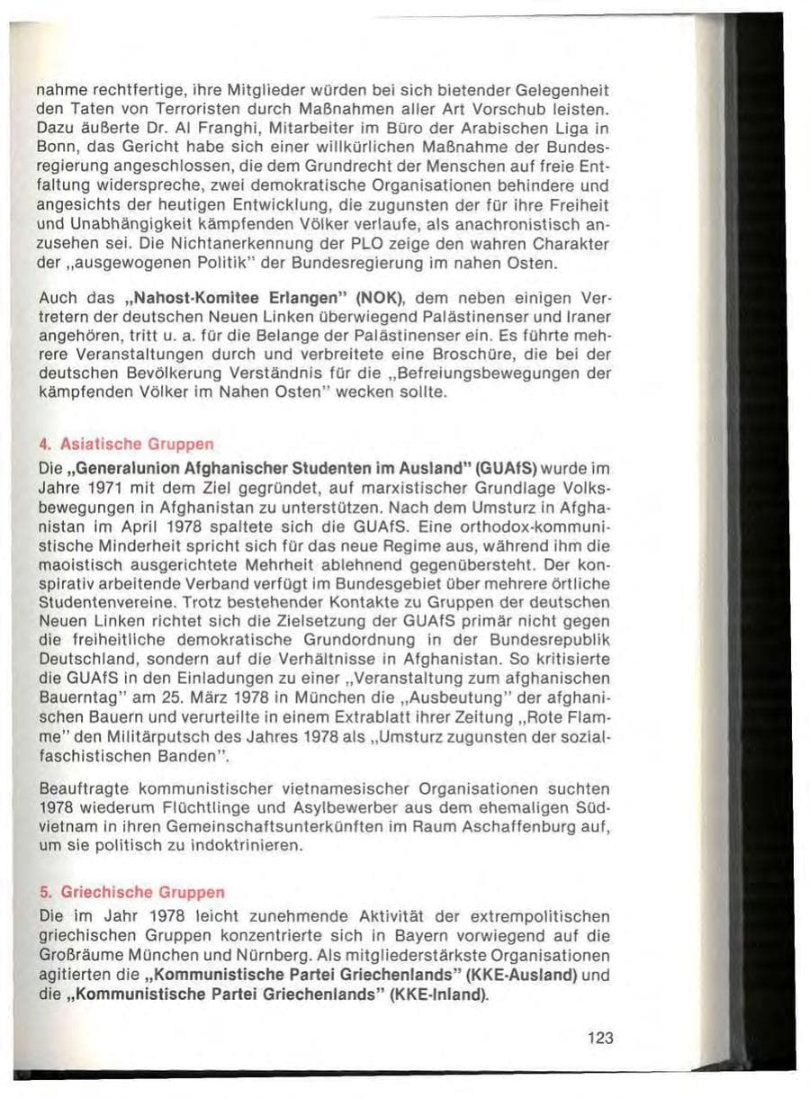 Seite 125 des Verfassungsschutzbericht 1978 Bayern