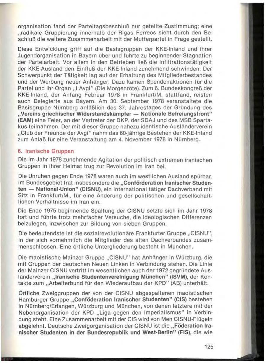 Seite 127 des Verfassungsschutzbericht 1978 Bayern