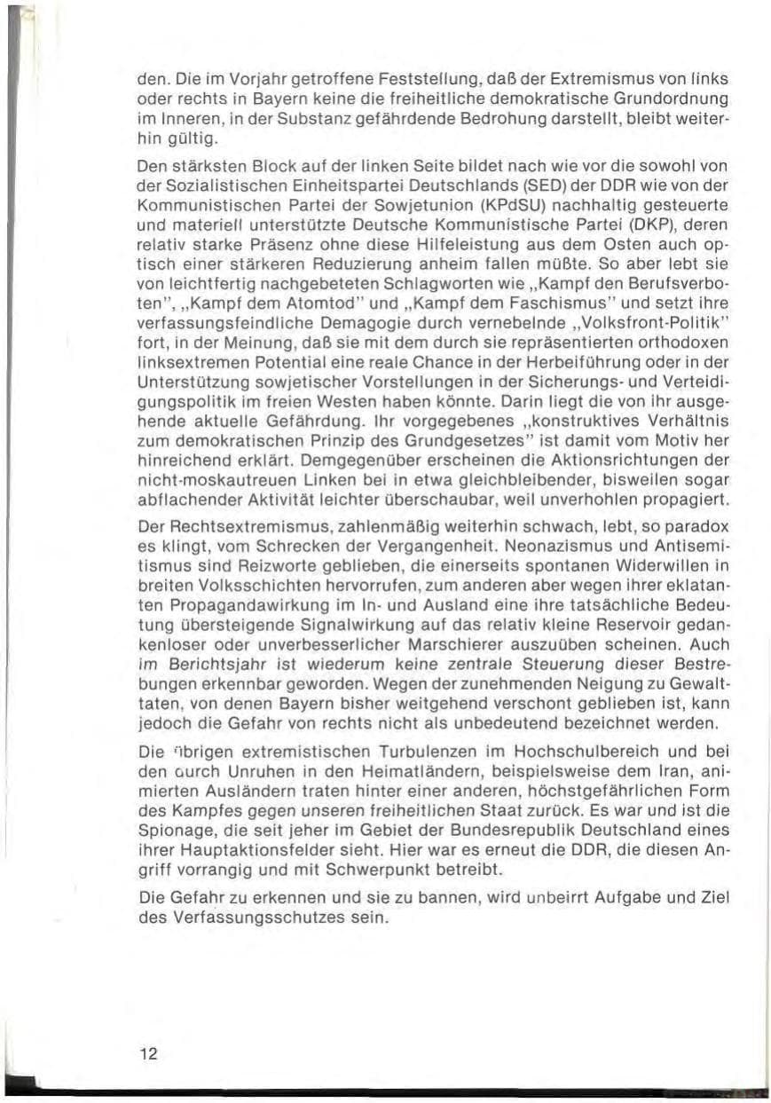 Seite 14 des Verfassungsschutzbericht 1978 Bayern