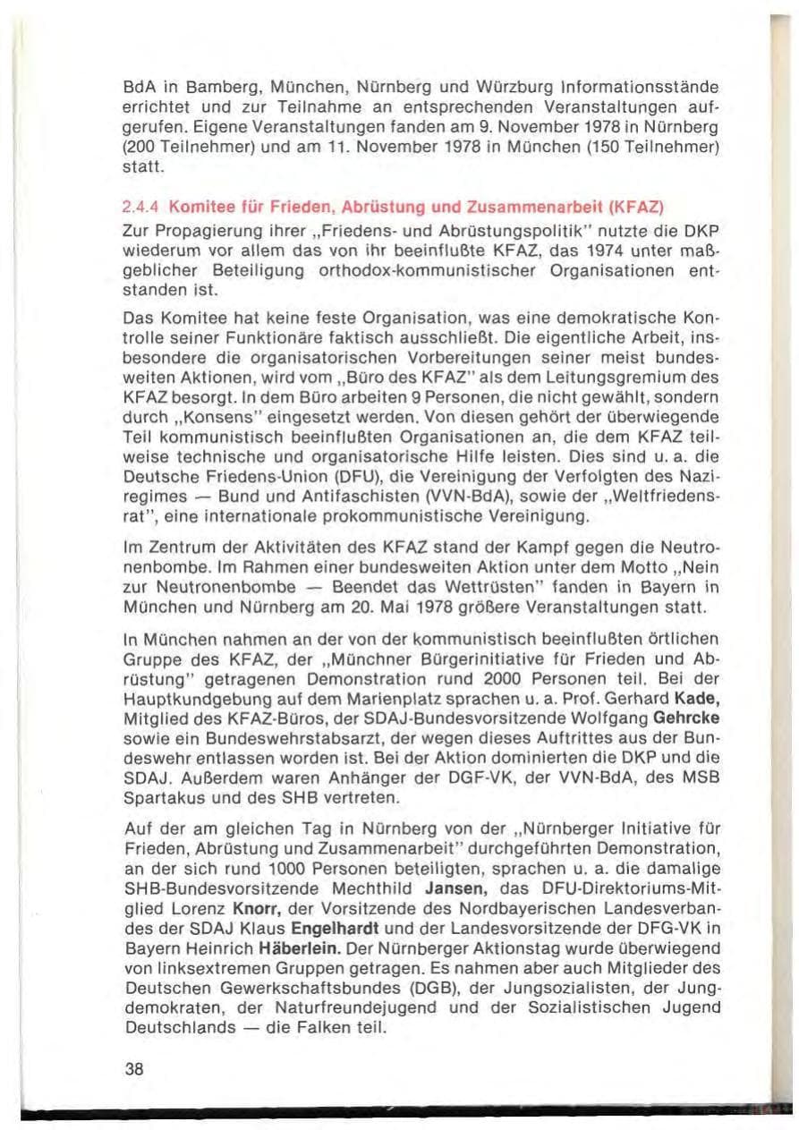 Seite 40 des Verfassungsschutzbericht 1978 Bayern