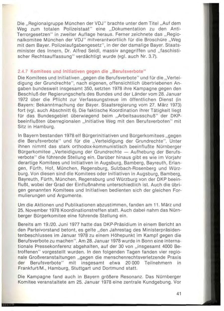 Seite 43 des Verfassungsschutzbericht 1978 Bayern