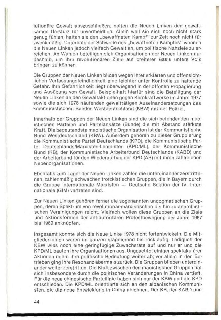 Seite 46 des Verfassungsschutzbericht 1978 Bayern