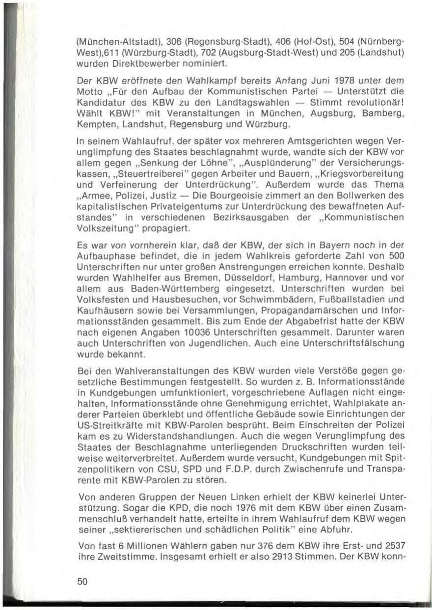 Seite 52 des Verfassungsschutzbericht 1978 Bayern