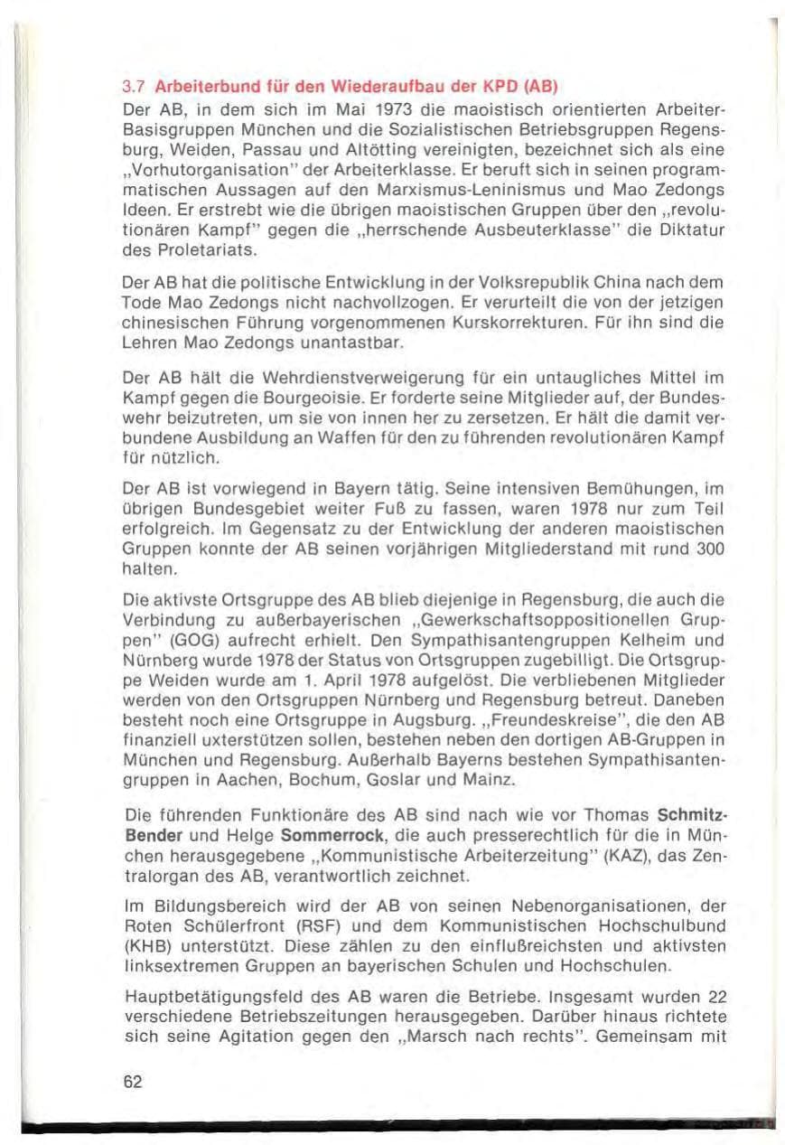 Seite 64 des Verfassungsschutzbericht 1978 Bayern