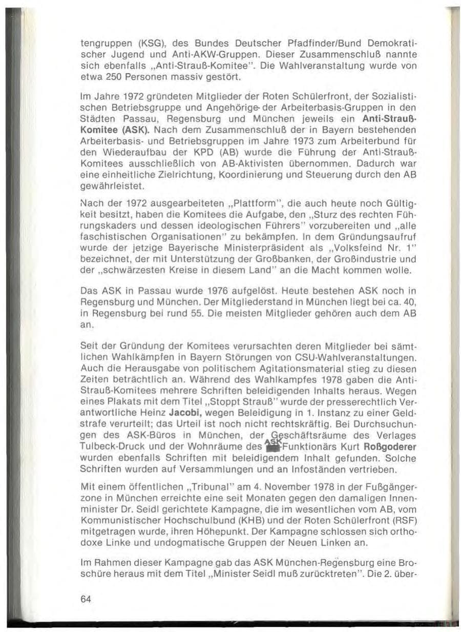 Seite 66 des Verfassungsschutzbericht 1978 Bayern