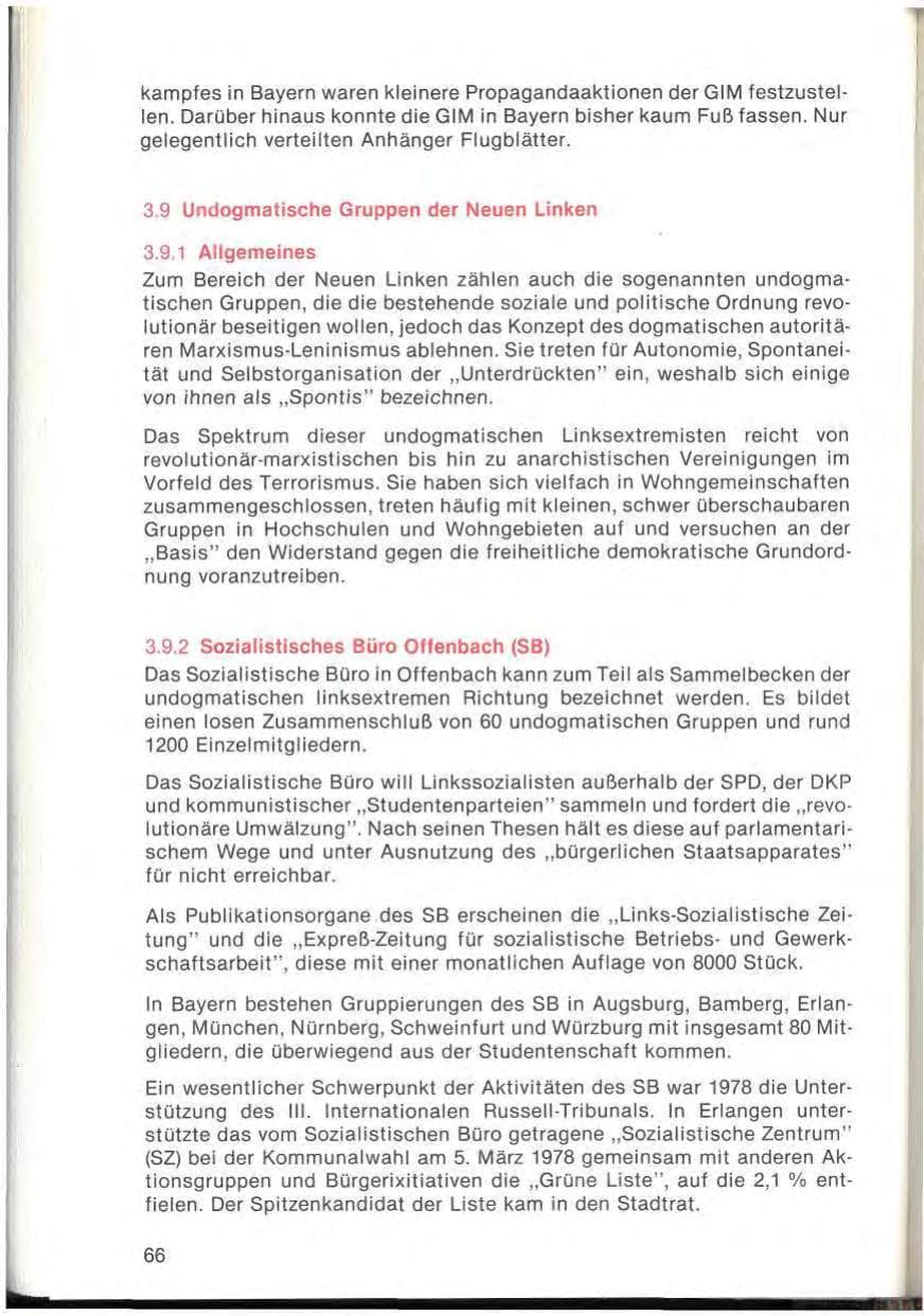 Seite 68 des Verfassungsschutzbericht 1978 Bayern