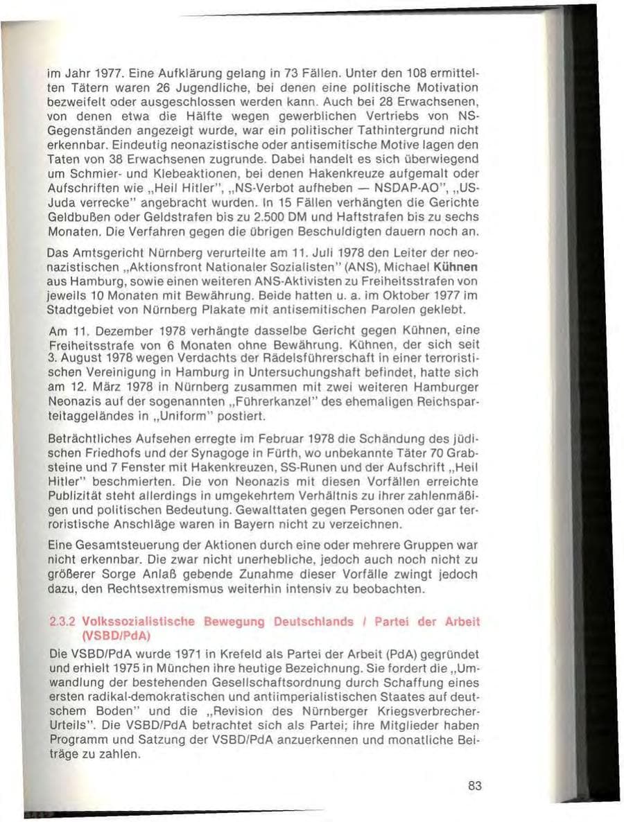 Seite 85 des Verfassungsschutzbericht 1978 Bayern