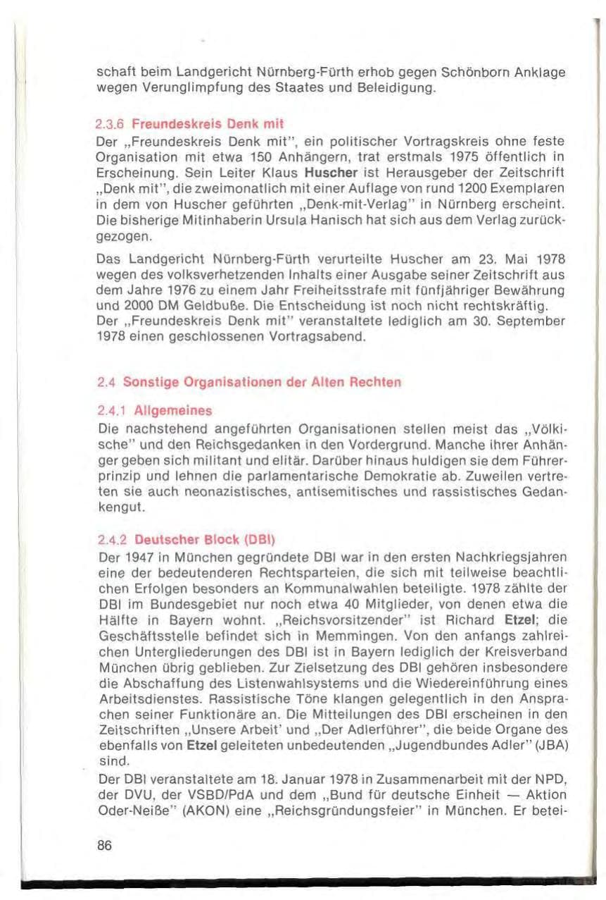 Seite 88 des Verfassungsschutzbericht 1978 Bayern