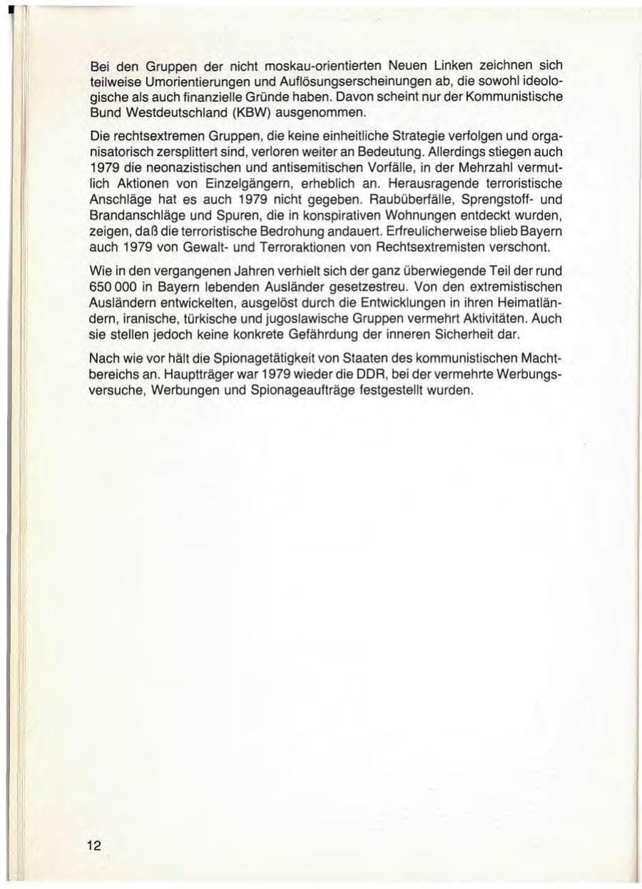 Seite 14 des Verfassungsschutzbericht 1979 Bayern